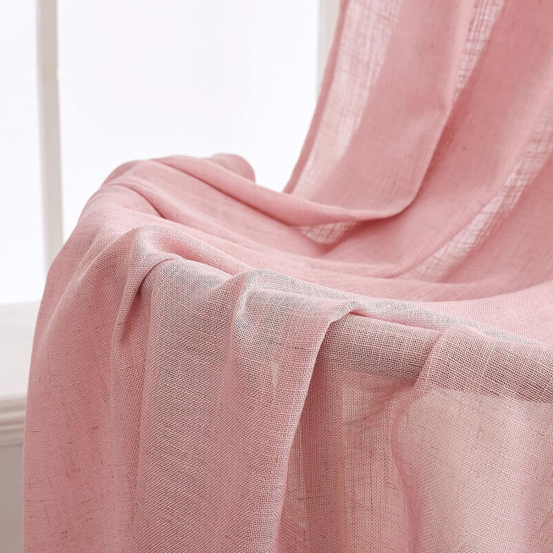 MIULEE Gardinen Vorhänge mit ösen Voile Vorhang Modern Leinenoptik Halbtransparent für Wohnzimmer Kü