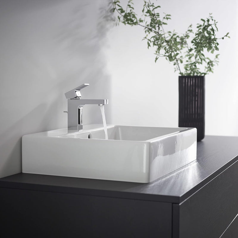 hansgrohe Waschtischarmatur Vernis Shape, Wasserhahn Bad mit Auslauf Höhe 100 mm, mit Zugstange, Bad