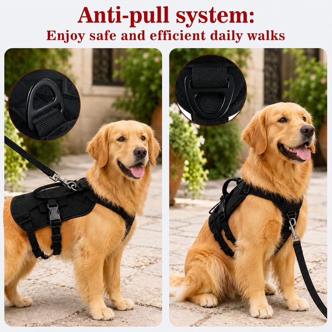 Anti-Zug Hundegeschirr, Schwarz, M | Verstellbare Passform für Kleine und Mittelgrosse Hunde, Weiche
