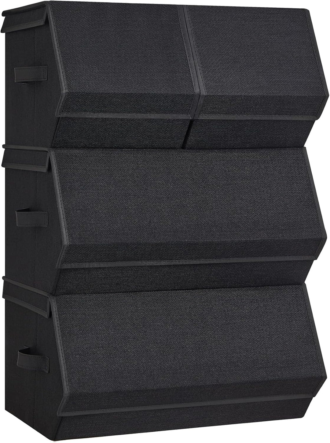 SONGMICS Aufbewahrungsbox mit Deckel, 4er Set Kleiderschrank-Organizer, stapelbar, Faltbox mit Magne