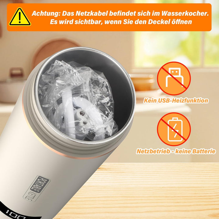 Elektrischer Reisewasserkocher Klein 500ML, Kleiner Wasserkocher Reise Schnelles Kochwasser Mini -Wa