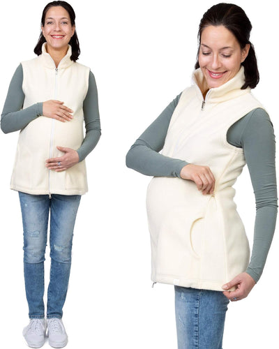Viva la Mama - Trageweste aus Fleece, Winter Zusatzweste für Tragejacken - RERIK L elfenbein - vorn
