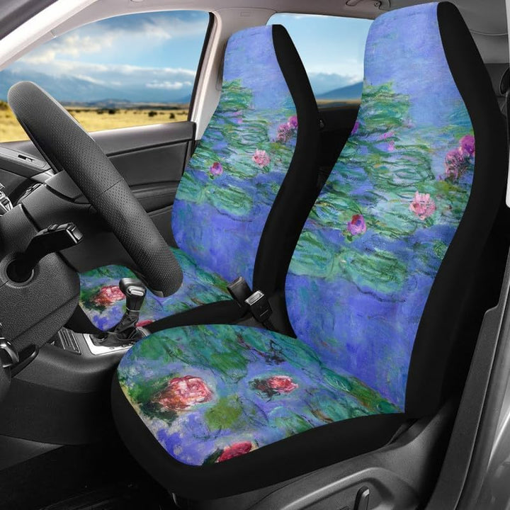 Monet Art Autositzbezüge, 2 Stück, für Vorderautos, Innenschutz, flaches Tuch, universelle Passform