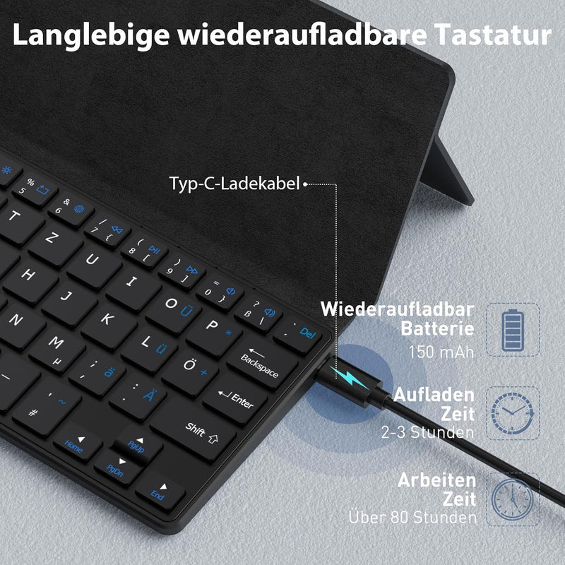 Doohoeek Tragbare Mini Tastatur für iPhone, iPad, Android Tablet, Dual-Bluetooth-Universelle Tastatu