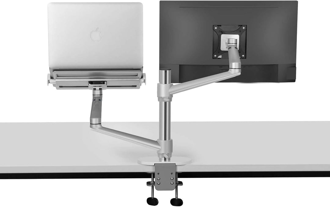 Alberenz® 2-in-1 Laptop- und Monitor Halterung, Verstellbarer Doppelarm-Ständer für 12-17" Laptops u