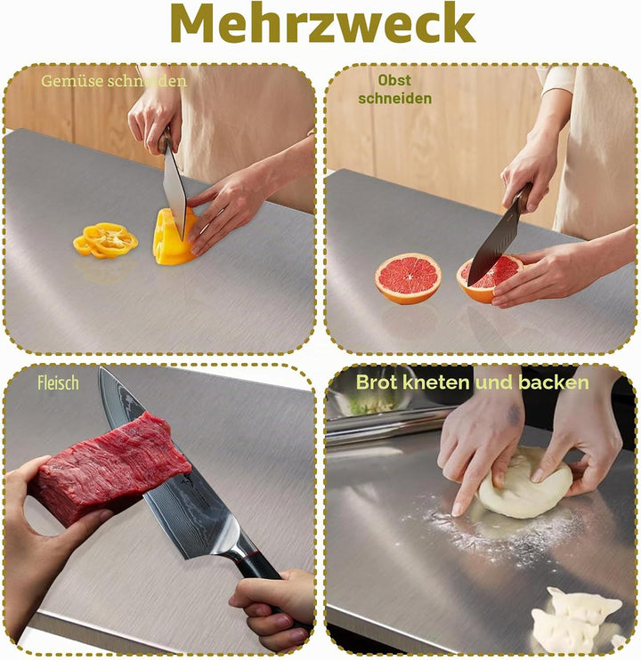 Sibosen Edelstahl Schneidebrett,60 x 40 cm Arbeitsplatte Knetbrett Metall Küchenbrett Spülmaschinenf