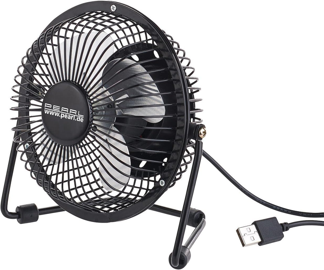 PEARL Ventilator USB: 2er-Set Mini-USB-Tischventilatoren, Vollmetall, neigbar um 360°, 2,5 W (Tisch-