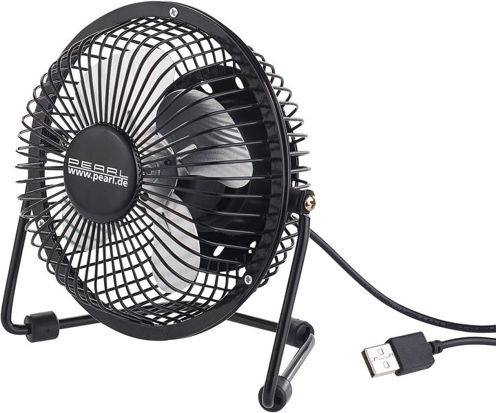 PEARL Ventilator USB: 2er-Set Mini-USB-Tischventilatoren, Vollmetall, neigbar um 360°, 2,5 W (Tisch-