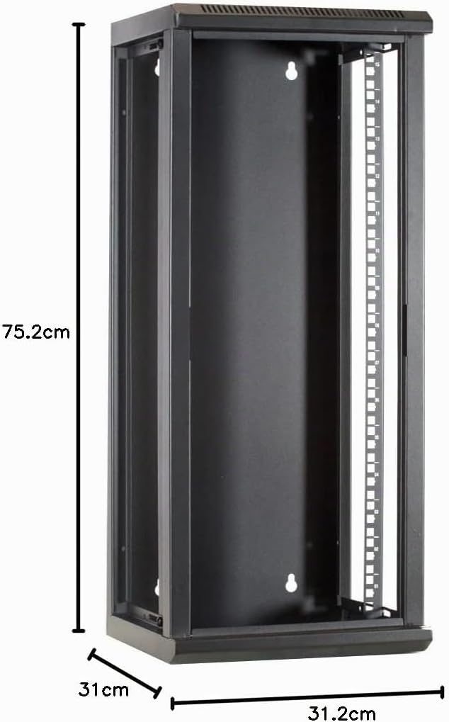 15 HE - 10 Zoll Serverschrank - mit Glastür - (BxTxH) 312x310x752mm - Schwarz - für Zuhause und im B