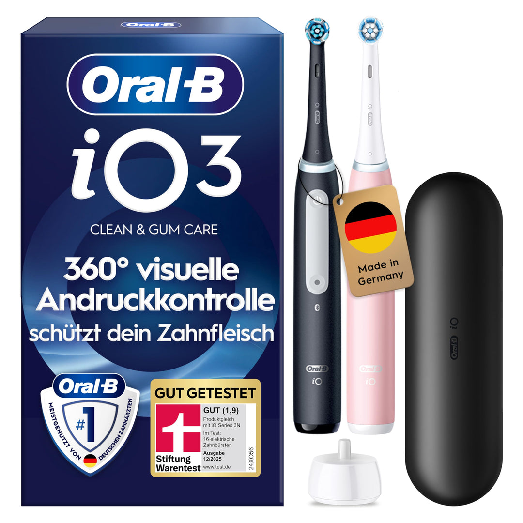 Oral-B iO Series 3 Elektrische Zahnbürste/Electric Toothbrush, Doppelpack, 2 Aufsteckbürsten, 3 Putz