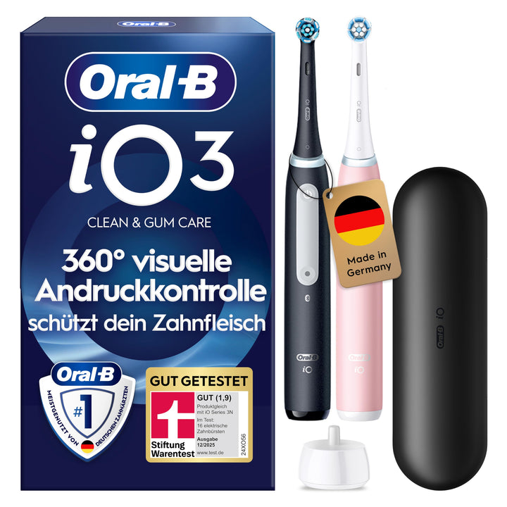 Oral-B iO Series 3 Elektrische Zahnbürste/Electric Toothbrush, Doppelpack, 2 Aufsteckbürsten, 3 Putz