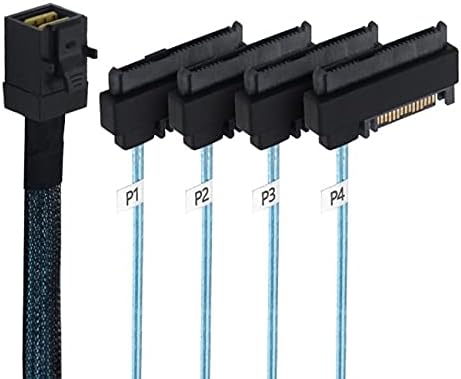 NFHK Internal Mini SAS SFF-8643 Host to 4 SAS 29Pin SFF-8482 Target Disk 6Gbps Data Server Raid Cabl