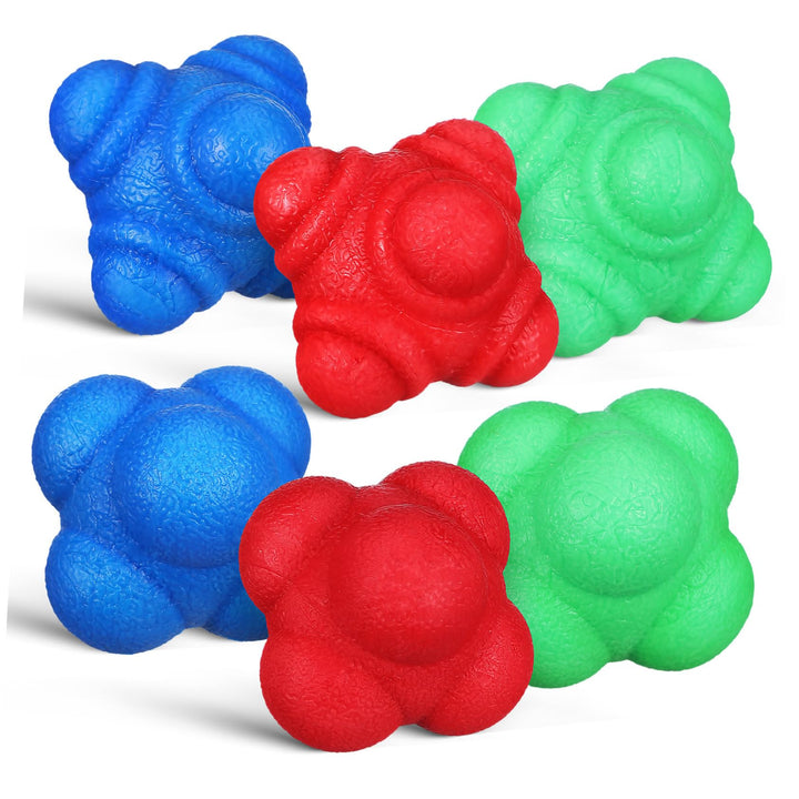 Zerodeko 6 Stück Reaktionsbälle Hexagonal Agility Balls Reaktionstraining Sport Fitnessbälle Elastis