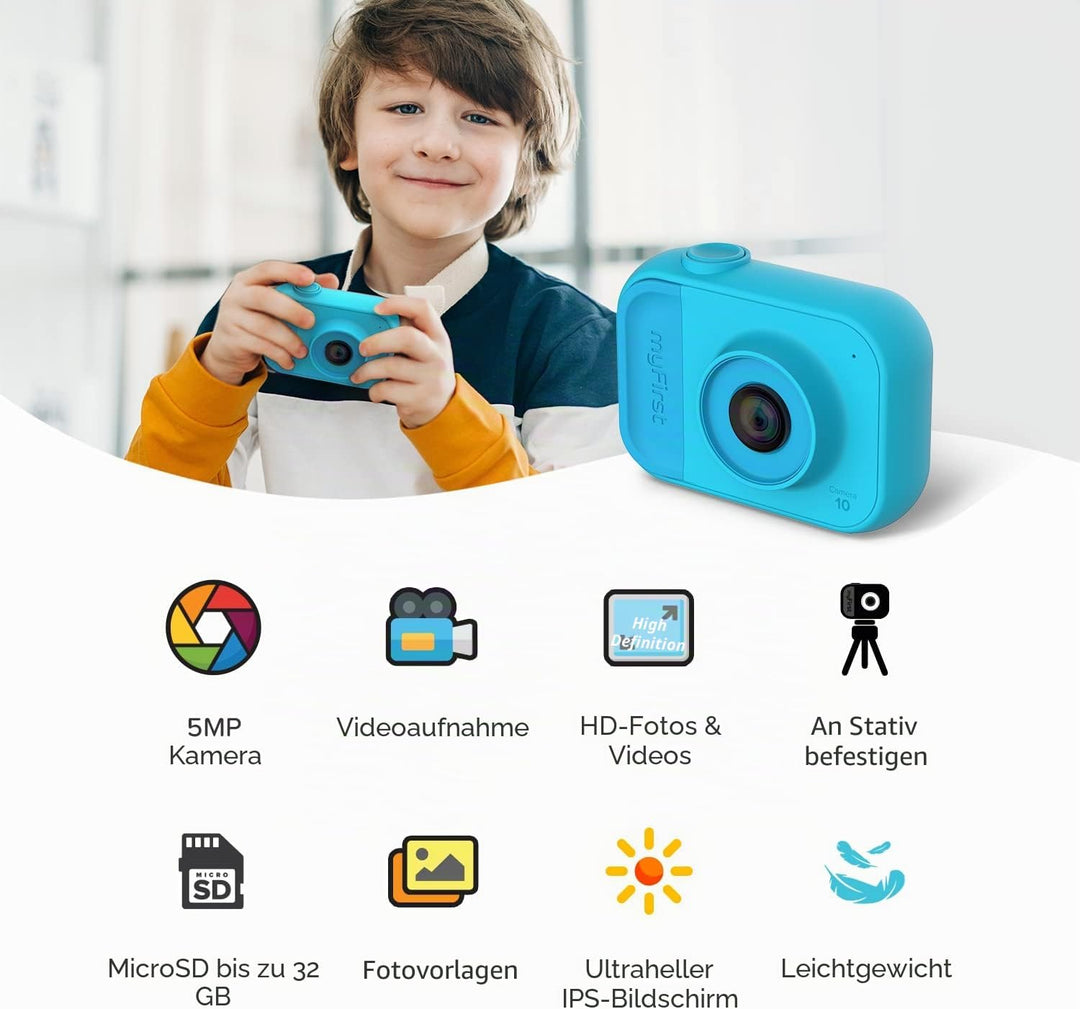 myFirst Camera 10 - Digitale Minikamera für Jungen Mädchen Alter 4-19 Jahre 5MP Video Foto Unterstüt