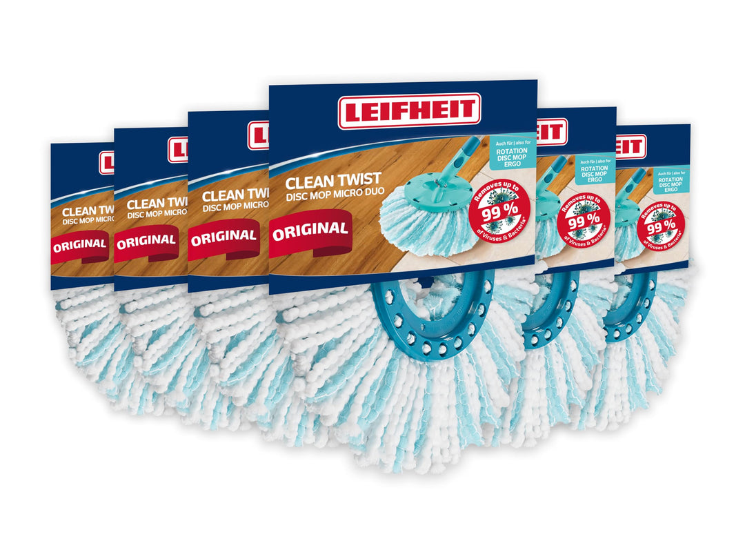 Leifheit Ersatzkopf CLEAN TWIST Disc Mop Ergo micro duo 6er Set, Wischbezug Disc Mop Ergo, Ersatzbez