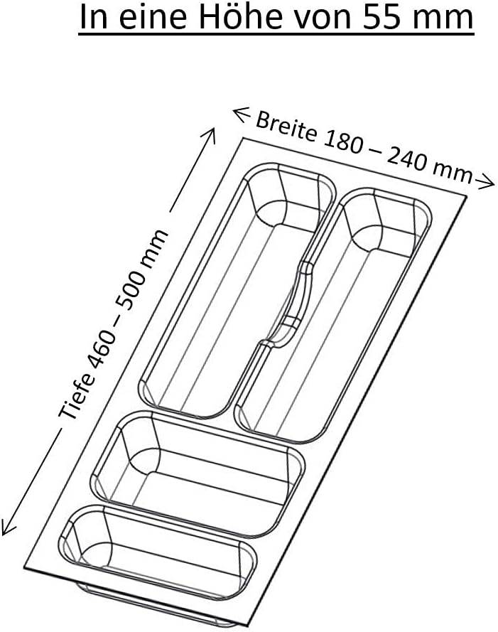 Besteckeinsatz nach Mass Besteckkasten für 30er Schubladen Personalisierbar Grau Grau 30er Korpus, G