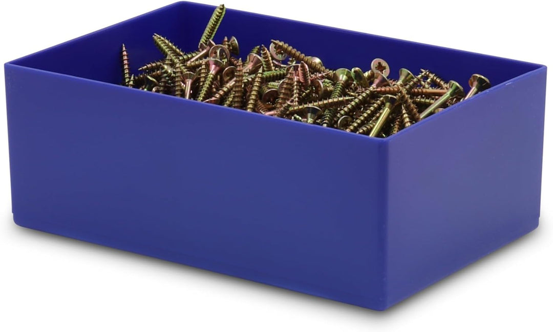 1a-TopStore 25 Stück Einsatzkasten Serie E63/4, blau, 162x108x63 mm, aus Polystyrol, Industrienorm,