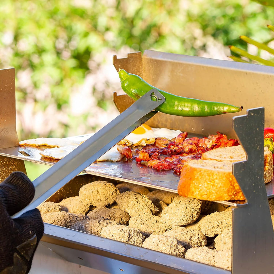 FENNEK 2.0 | Mobiler und steckbarer Holzkohle-Grill aus Edelstahl für Camping, Trekking, Vanlife, Ga