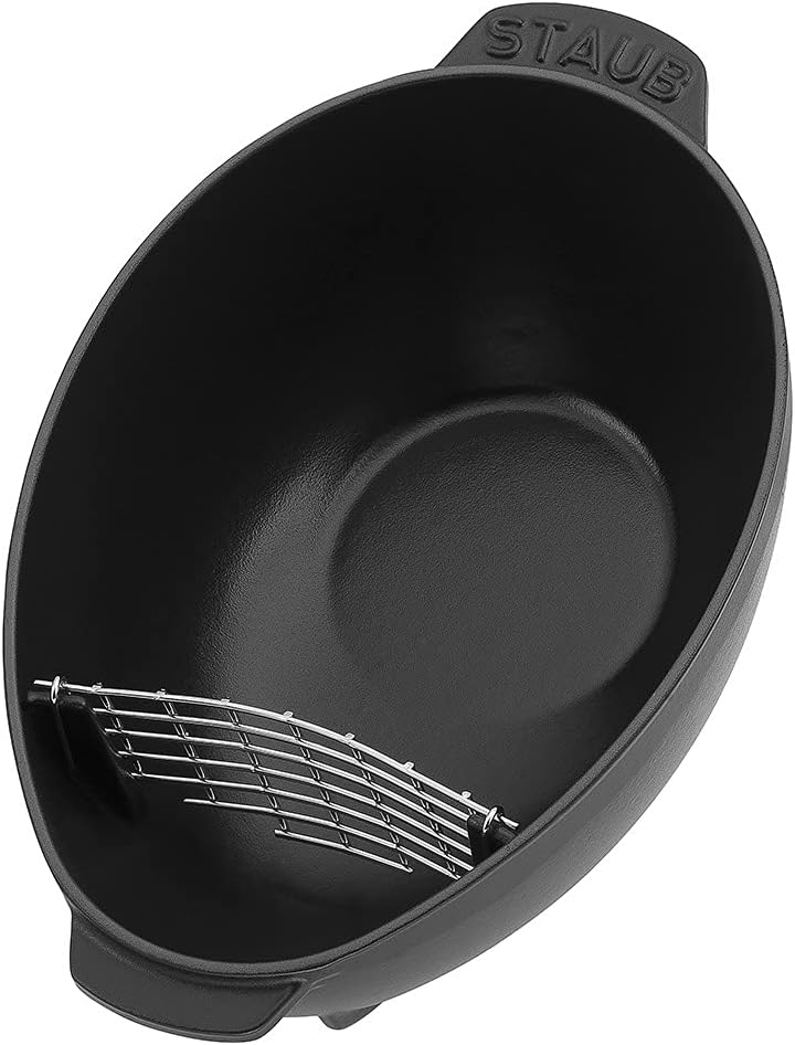 Staub 1102523 Muscheltopf, mit Deckel 25 cm, 2,0 L, induktionsgeeignet mit mattschwarzer Emaillierun