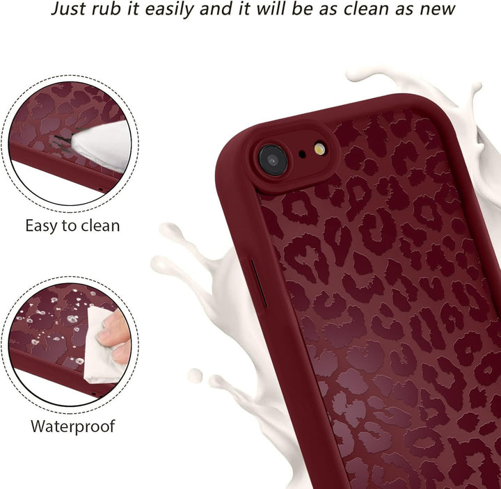 ZhuoFan Handyhülle für iPhone 7/8/iPhone SE 2022 /SE 2020 hülle 4,7”, Aesthetic Leopard Muster Rot M