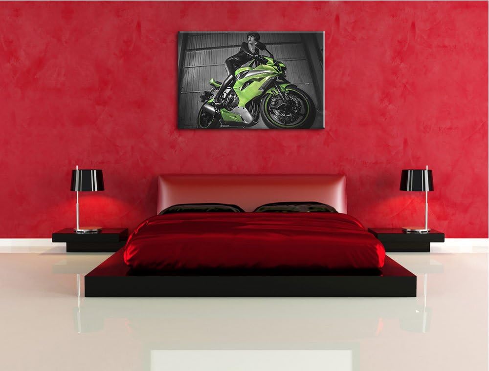 Pixxprint Bike mit Model 100x70cm Leinwandbild Wandbild Kunstdruck, 100x70