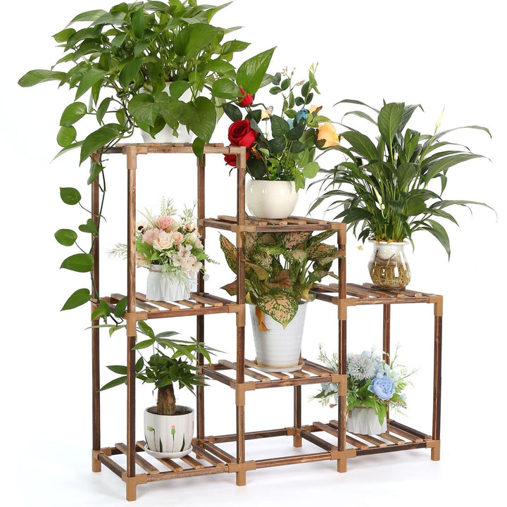 VIEWALL Pflanzenregal Holz Blumenständer Multifunktionaler Kreativer Holz Blumentreppe Dekoration Pf