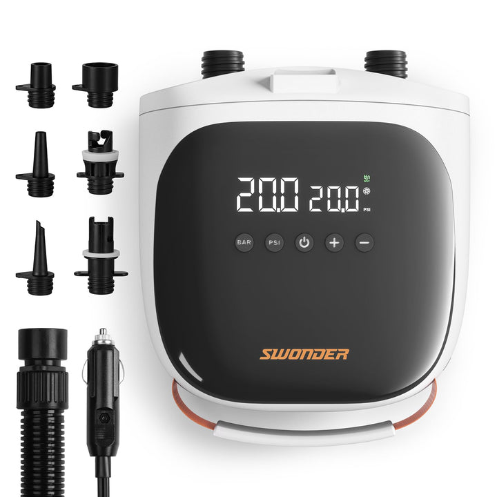 Swonder SUP-Pumpe, 30% Schnellere Inflation SUP Pumpe Elektrisch, Kompakte & Leichte Elektrische Luf