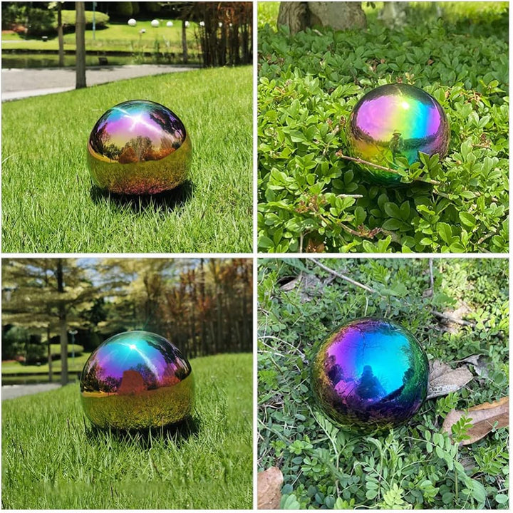 BESTonZON Edelstahl Gartenkugel Spiegelkugel Dekokugel 6 Stücke Spiegelpoliert Hohlkugel Metallkugel