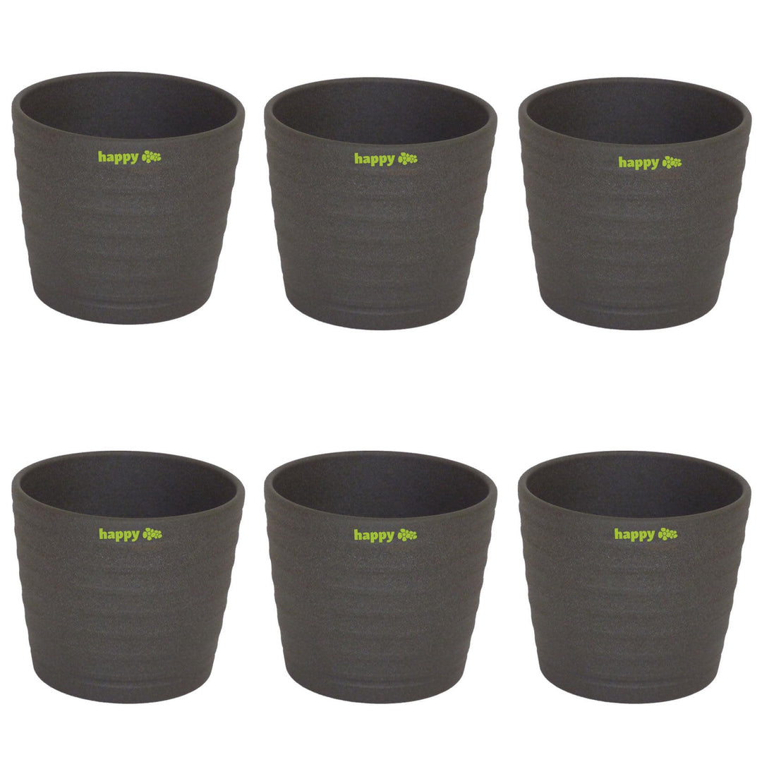 happy nature Set6 6 Keramik Hydro Blumentöpfe Maui anthrazit 13/12 Ø 16 cm H 13,5 cm