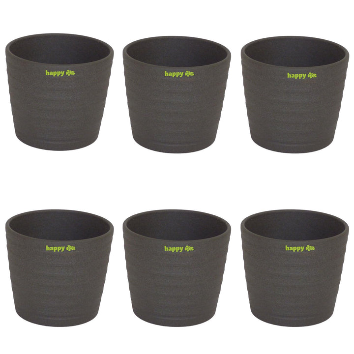 happy nature Set6 6 Keramik Hydro Blumentöpfe Maui anthrazit 13/12 Ø 16 cm H 13,5 cm