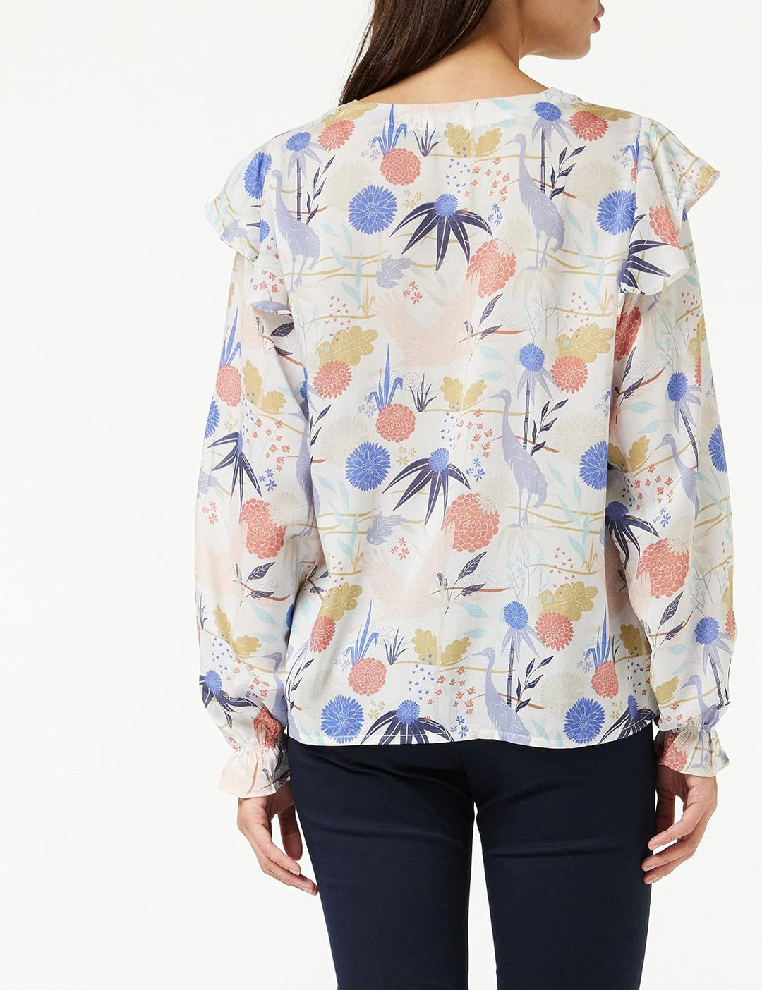 MUSTANG Damen Langarm-Bluse Bluse 38 2311_crane_print 12388, 38 2311_crane_print 12388