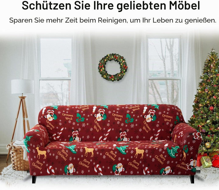 Jaotto Sofabezug 4 Sitzer Elastischer Stretch Spandex Sofa Überwürfe Sofahusse Antirutsch Waschbar S