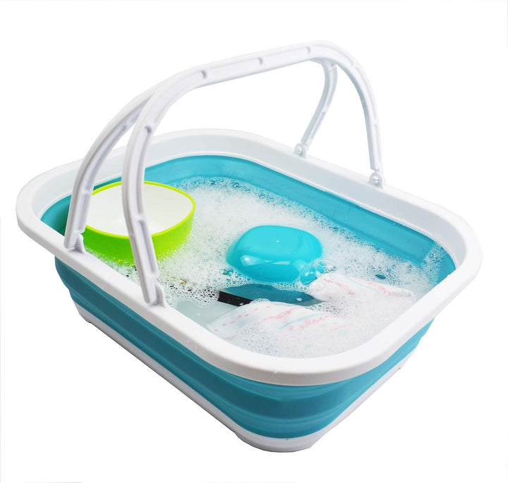 SAMMART 12L zusammenklappbare Wanne mit Griff + 12L zusammenklappbare Wanne - Tragbarer Picknickkorb