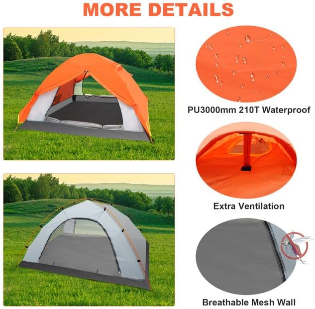 LAMA Camping Zelt Kuppelzelt 1-2 Personen Ultraleichte Zelt Wasserdicht Zelte mit Abnehmbarer äusser