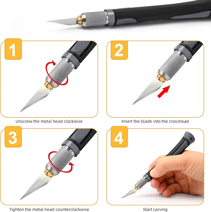 EHDIS Profi Cuttermesser Set - mit Bastelmesser, Skalpell, Cuttermesser 9mm, Stahllineal, Carbonstah
