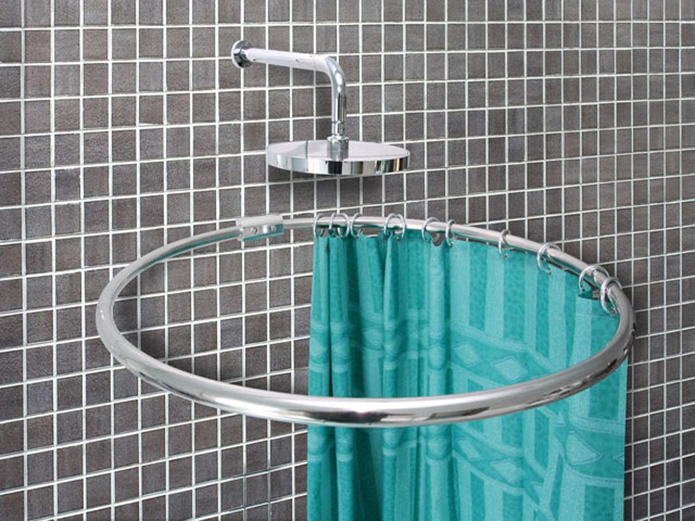Ekershop ALU RINGSTANGE Eloxiert Chrom Silber Matt RUND Ø 80 cm DUSCHVORHANGSTANGE WINKELSTANGE FÜR
