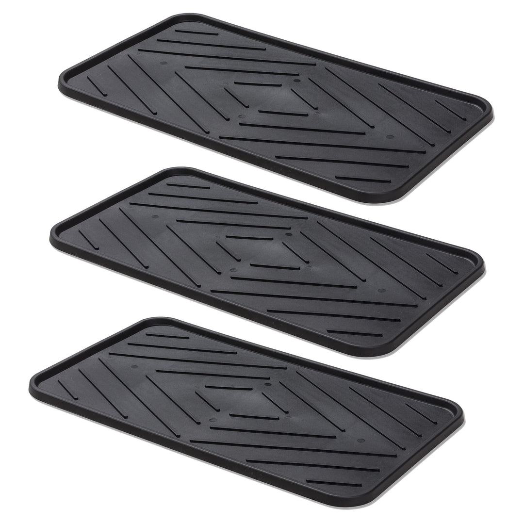 Robuste Schuhabtropfschale pflegeleichte Ablage - Schwarz 3er Set 35x63 cm | Wetterfeste Schuhablage