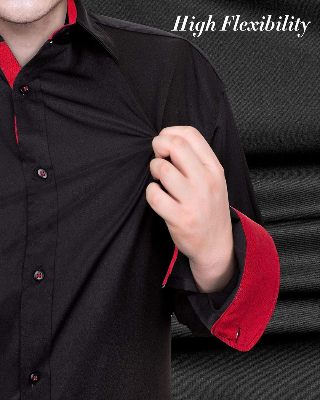 J.VER Herren Hemd Regular Fit Langarm Herrenhemden Freizeithemd Regular Businesshemd elastiscer Must