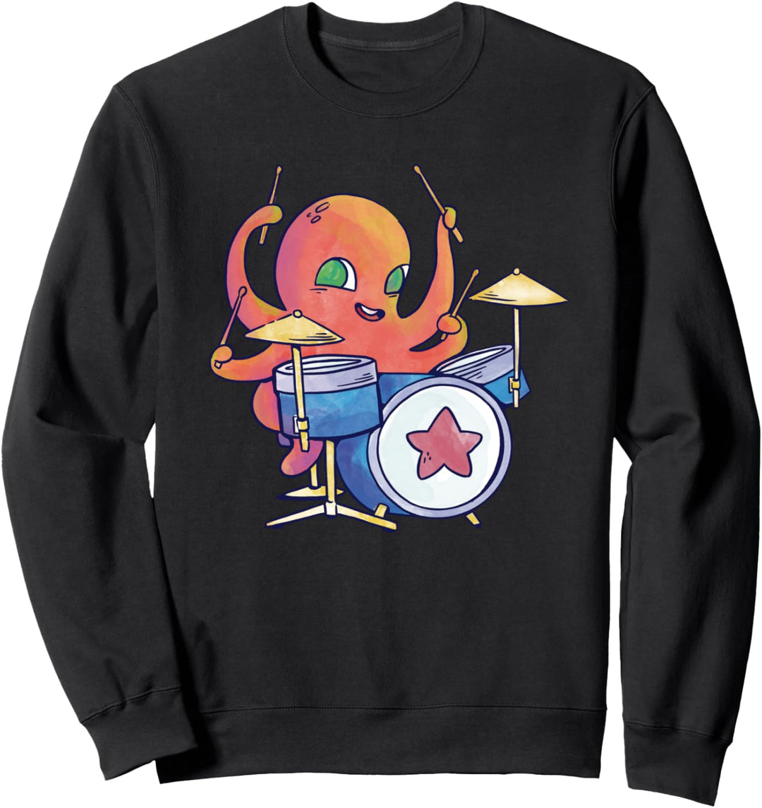 Aquarell Octopus Drummer Drums Musik Ocean Sweatshirt
