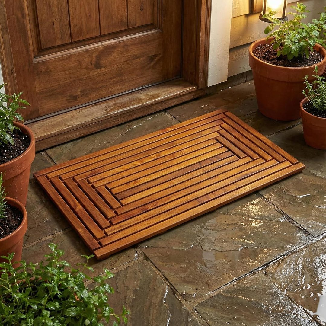 Bare Decor Giza Fussmatte, massives Teakholz, 91,4 x 50,8 cm, Matte