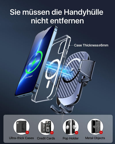 andobil Handyhalterung Auto mit Ladefunktion Wireless Charger [Lüftung & Saugnapf] Qi ladestation Ha