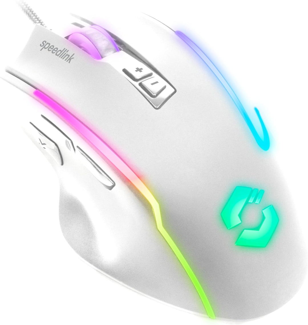 Speedlink DECUS NX - RGB Gaming Maus mit Kabel, bis 12800dpi, Programmierbar, Dauerfeuer Taste, USB