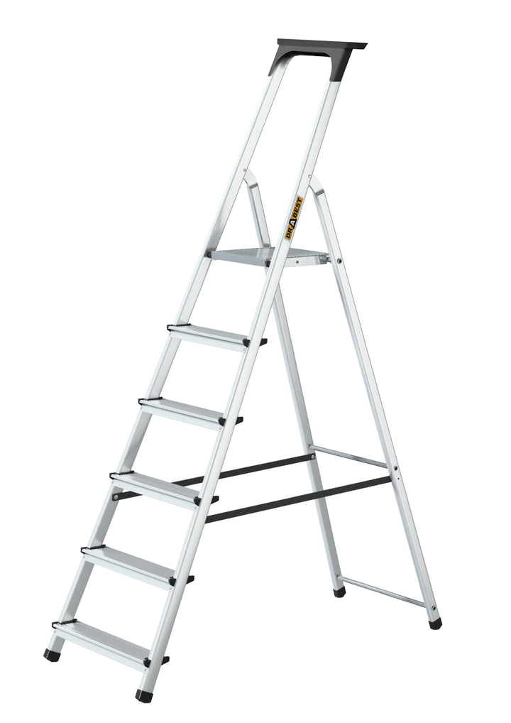 Drabest - Haushaltsleiter - Stehleiter - 6 Stufen - Arbeitshöhe 3,19m - Klappleiter aus Aluminium, m