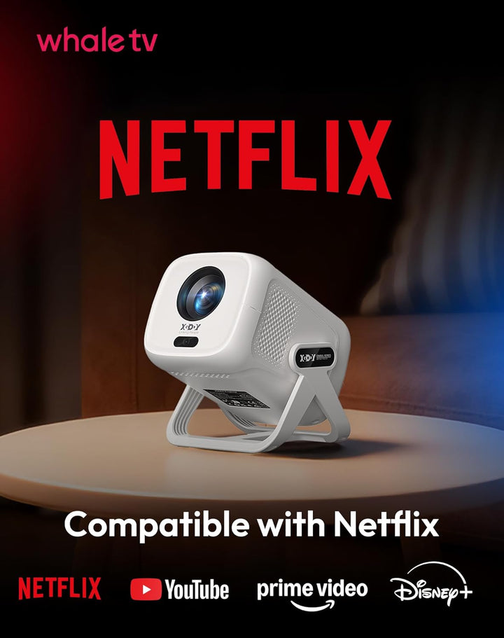 [Kompatibel mit Netflix & Elektrischer Focus] Beamer Gimbal N5 1080P Mini Beamer mit WiFi & Bluetoot