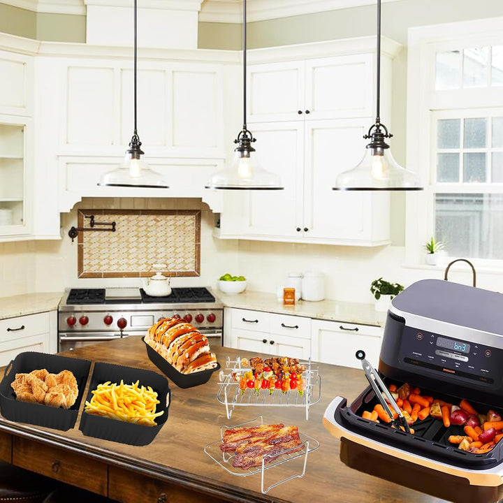 Airfryer Heissluftfritteuse Zubehör für Ninja Foodi Flexdrawer AF500EU 10.4 L, 1×10.4L and 2×5.2L, 1