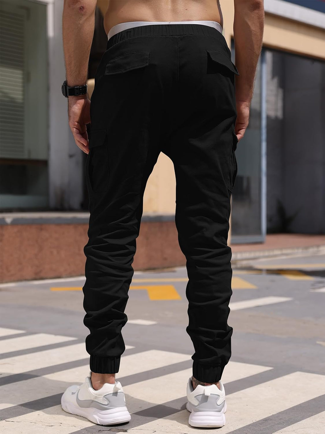 Cindeyar Herren Hosen Slim Fit Casual Jogger Sporthose Freizeithose Cargo Chino Jeans Hose XL Schwar