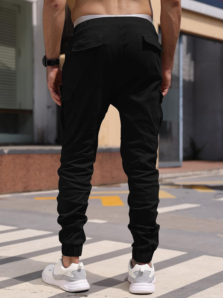 Cindeyar Herren Hosen Slim Fit Casual Jogger Sporthose Freizeithose Cargo Chino Jeans Hose XL Schwar