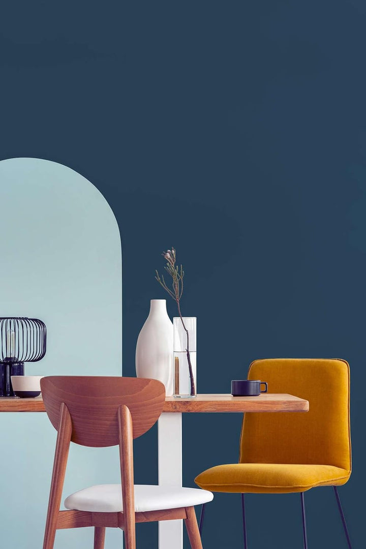New Walls Premium Wandfarbe Blau, Dunkelblau Liquid Luxury Dispersionsfarbe für Innenräume – 1 L 100