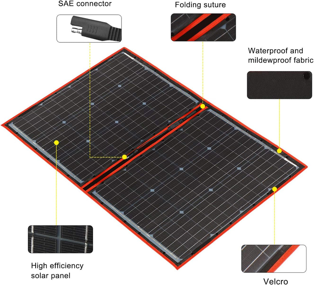DOKIO 100 Watt Solartasche Faltbares Mobiles Solar-Panel Mit Effektivsten Monokristallinen Zellen,So