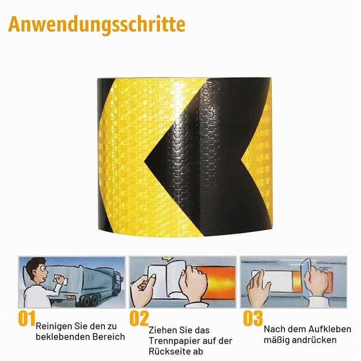Reflektierendes Klebeband Gelb&amp;Schwarz 10m x 10cm Wasserdicht Reflektorband Selbstklebend Warnklebeb